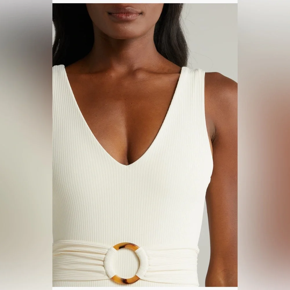 MONTCE SWIM Kim One Piece Swimsuit, Cream Rib, Large , BRAND NEW WITH TAG, $218